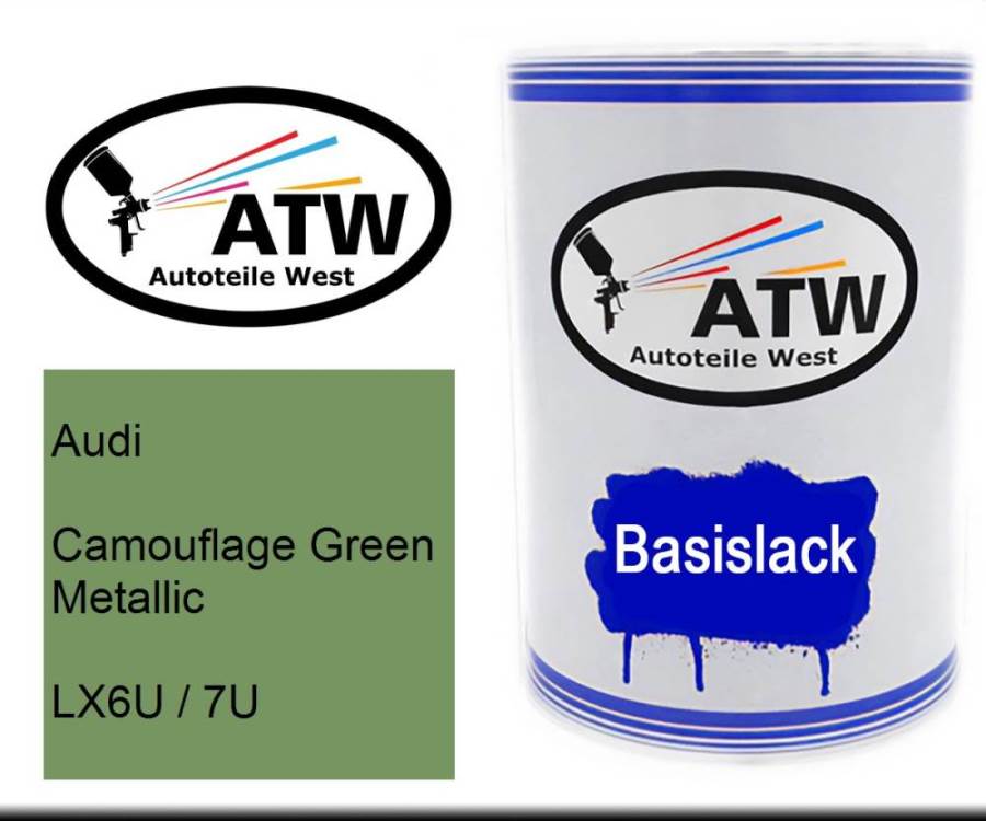 Audi, Camouflage Green Metallic, LX6U / 7U: 500ml Lackdose, von ATW Autoteile West.